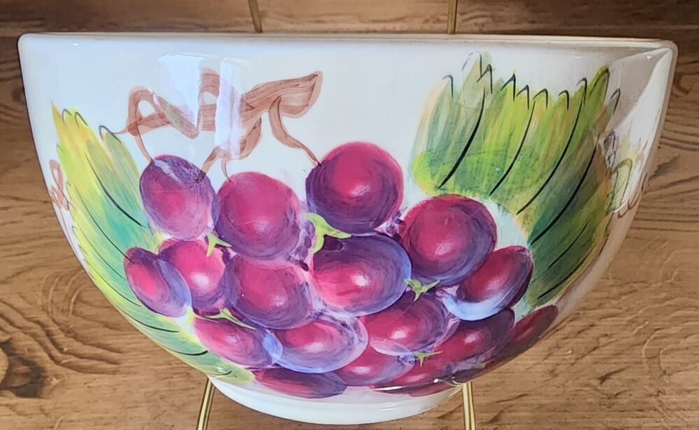 Gibson Elite Red & Purple Grapes Pattern Large Soup Or Cereal Bowl Vtg See Pic